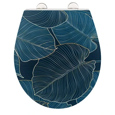 Abbildung von WENKO WC Sitz &quot;Big Leaves&quot;, mit Relief, aus antibakteriellem Duroplast