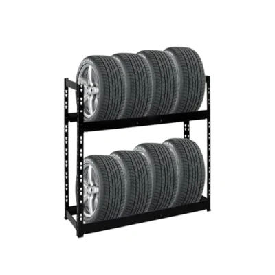 Abbildung von PROREGAL Reifenregal Tiger HxBxT 100x110x35cm 150kg Fachlast bis zu 8 Reifen mit 2 Ebenen Schwarz Reifenständer Garagenregal