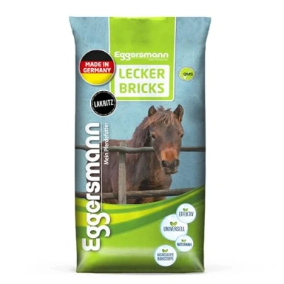 Abbildung von Eggersmann Mein Pferdefutter 25 kg Pferde Leckerlis Lecker Bricks für &amp; Ponys Natürlicher Lakritz Geschmack Perfekt als Belohnung zwischendurch Zubehör