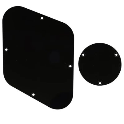 Abbildung von Musiclily LP Gitarren Control Plate BackPlate und Switchplate Schalter Abdeckplatte Set for USA Les Paul E Gitarre, 1 lagig Schwarz