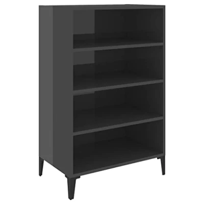 Abbildung von vidaXL Sideboard Bücherregal Standregal Beistellschrank Regal Bücherschrank Schrank Highboard Kommode Anrichte Hochglanz Grau 57x35x90cm Holzwerkstoff