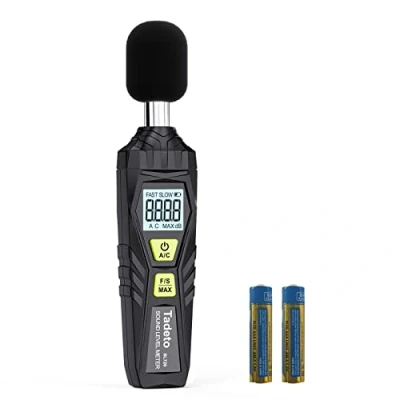Abbildung von Schallpegelmessgerät, Tadeto Digital Tragbare Schallpegelmesser 30dB bis 130dB mit LCD Display A/C Gewichtet für Heimwerkstätten