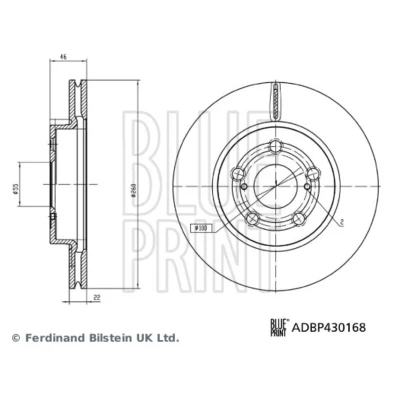 Abbildung von BLUE PRINT ADBP430168 Bremsscheibe Vorderachse 260 22 5 100 Belüftet beschichtet TOYOTA: Yaris IV