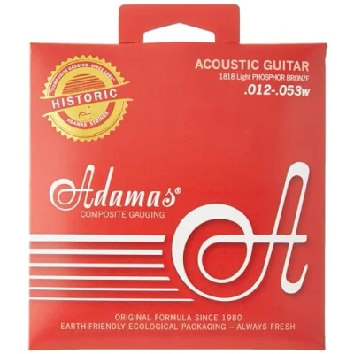Abbildung von Adamas Saiten Satz für Akustikgitarre Historic Reissue Phosphor Bronze, massives Messing ball end Light .012 .053