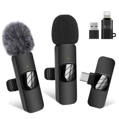 Abbildung von Jsdoin Drahtlose Mikrofone Drahtloses Mikrofon für iPhone iPad, 2 Mini USB C Lavalier iPhone/iOS/Android/PC/Laptop,Videoaufnahme/LiveStream/Interview/TikTok/YouTube