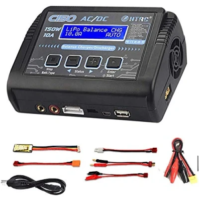Abbildung von YUNIQUE GREEN CLEAN POWER HTRC C150 Ladegerät Lipo RC 150W 10A 1 6S AC/DC, Vielseitig für NiCd, Li Ion, LiFe, NiMH, LiHV, PB Inkl. USB Ausgang, Schwarz