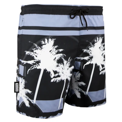 Abbildung von GUGGEN Mountain Badehose für Herren Schnelltrocknende Badeshorts 2148 mit Kordelzug Beachshorts Boardshorts Schwimmhose Männer Palmen Beach Farbe Schwarz S