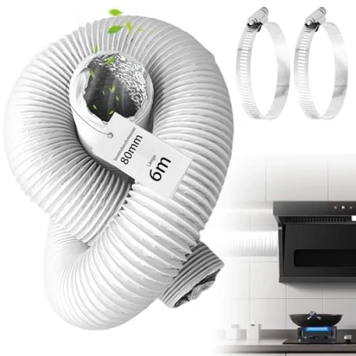 Abbildung von Abluftschlauch Ø80mm Länge 6m Flexibel PVC Alurohr Klimageräte Lüftungsschlauch, Flex Schlauch Alu für Mobile Klimaanlage Wäschetrockner Abzugshaube Trockner