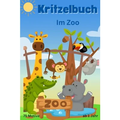 Abbildung von Kritzelbuch Malbuch Im Zoo niedliche Tiere einfache Motive personalisierbar mit Foto