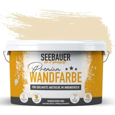 Abbildung von SEEBAUER diy Wandfarbe Braun 5L für Innen (No. 629 Toscana Valley) Edelmatte hellbraune Innenfarbe Brauntöne sehr hohe Deckkraft Matt, Abwaschbar und Tropffrei