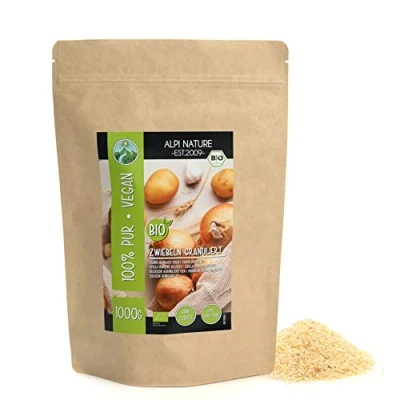 Abbildung von Bio Zwiebeln granuliert (1kg), Zwiebelgranulat, aus kontrolliert biologischem Anbau, Zwiebel Granulat laborgeprüft, 100% rein und naturbelassen