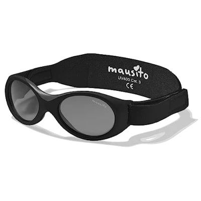 Abbildung von Mausito Baby Sonnenbrille 0 18 Monate Jungen I VERGLEICHSSIEGER 100% UV Schutz BIEGSAM &amp; verstellbares Band Schadstofffrei Europäisches Design für Kinder gemacht