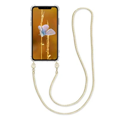 Abbildung von kwmobile Schutzhülle kompatibel mit Apple iPhone 11 Hülle Handykette Silikon Handyhülle Cover Case Gold Transparent
