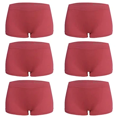 Abbildung von Libella Damen Boxershorts Unterwäsche 6er Pack weichem Microfaser nahtlos Ziegelrot 3908 VI S/M
