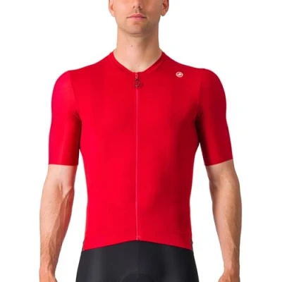 Abbildung von CASTELLI Espresso Trikot für Herren, Viertelärmel mit atmungsaktivem Stretch Stoff Kies, Radfahren und Rennrad, Sattes Rot/Dunkelbordeaux, XL