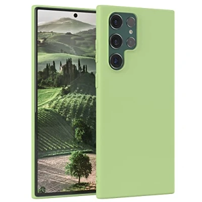Abbildung von EAZY Case Silikonhülle für Samsung Galaxy S22 Ultra 5G Hülle Silikon Grün weich stoßfeste Handyhülle Schutzhülle mit Kameraschutz Dünn Premium Schutz Cover TPU Bumper Pastellgrün