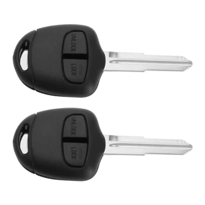 Abbildung von eMagTech 2 Stück Autoschlüssel Gehäuse mit Linker Nut Tasten Etui Auto Fernschlüssel Schutzhülle Kompatibel Mitsubishi Pajero Sport Outlander Grandis ASX MIT11