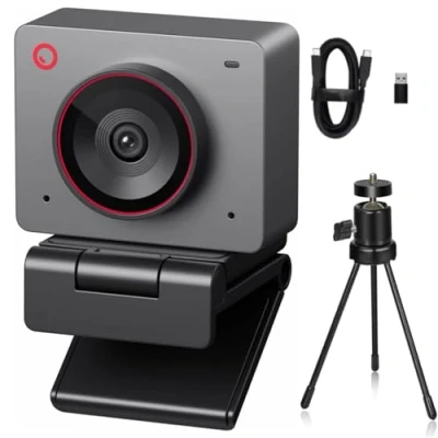 Abbildung von OBSBOT Meet 2 Ultra HD 4K Streaming Webcam, 1080p at 60 FPS, Videokonferenz Kamera mit KI Automatischem Bildausschnitt, USB C, Dual Noise Reducing Mics, Works with Microsoft Teams/Zoom Grau