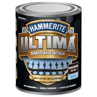 Abbildung von Hammerite Metallschutzlack Ultima glänzend schokoladenbraun RAL8017 750ml