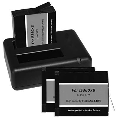 Abbildung von 3X Akku + Dual Ladegerät (USB) für Insta360 One X 360 Action Cam/inkl. Micro USB Kabel / 2 Akkus gleichzeitig ladbar