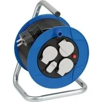 Abbildung von Brennenstuhl Garant Kompakt Kabeltrommel 3 fach mit USB (Kabeltrommel Ladefunktion und 15m Kabel, Made in Germany) blau