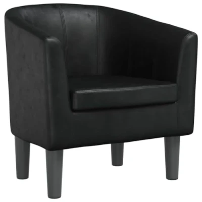 Abbildung von vidaXL Clubsessel, Sessel mit gepolstertem Sitz Armlehnen, Cocktailsessel Holzgestell, Loungesessel Relaxsessel Polstersessel, Schwarz Kunstleder