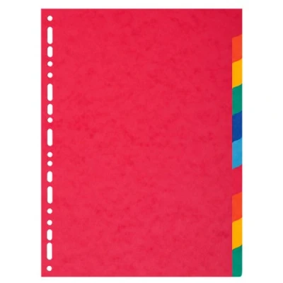 Abbildung von Exacompta 1410E Premium Register für DIN A4 aus starkem Colorspankarton 10 teilig volle Höhe 22 x 29,7 cm vollfarbig 2 5 Farben mit Indexseite zum selbstgestalten Trennblätter Trennstreifen