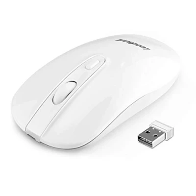Abbildung von LeadsaiL, kabellose leise USB Computermaus für Laptop, wiederaufladbar, geräuschlose klick Mäuse, 2400DPI mit 5 einstellbaren Stufen Windows 7/8/10/XP/Vista/Mac/Macbook Air/Linux Weiß