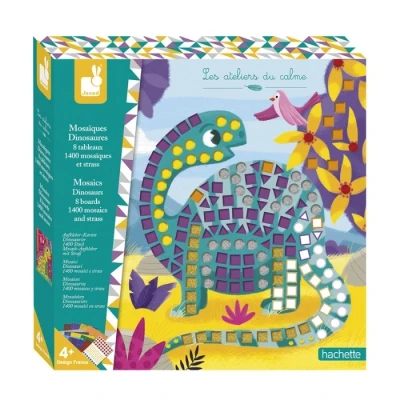 Abbildung von Janod From 4 years old Creative Kit Dinosaur Mosaics Calm Workshops Leisure Dexterity and Concentration J07903, Mehrfarbig.