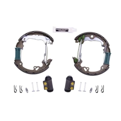 Abbildung von HELLA Shoe Kit Pro 8DB 355 004 491 Bremsensatz, Trommelbremse mit Radbremszylinder, Stellelement FORD: Focus Mk1 Schrägheck, Kombi