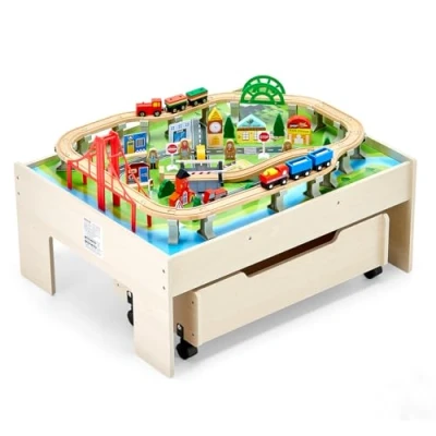 Abbildung von VEVOR Aktivitätstisch 100 teilig 3 in 1 Eisenbahntisch Set Kinder ab Jahren
