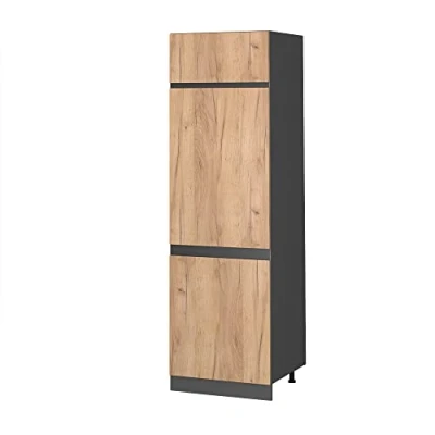 Abbildung von Vicco Kühlumbauschrank R Line, Goldkraft Eiche/Anthrazit, 60 cm J Shape