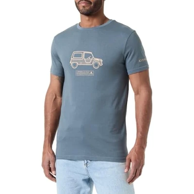 Abbildung von CITROËN O103084 J543 T Shirt Mehari Sketch&amp;Story Großer Druck &amp; Logo auf dem Rücken C24S Herren Stormy Weather Größe L, Weather, Large