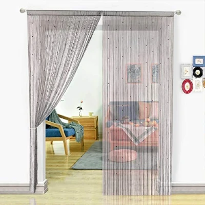 Abbildung von HSYLYM, Perlenvorhang für Türen, Wohnzimmer, als Raumteiler oder Dekoration, Textil, grau, 90x245cm
