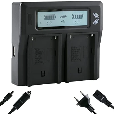 Abbildung von SK LCD Dual Akku Charger Ladegerät für Sony NP F550 F750 F960 F970 F980 F990 // FM50 FM500H QM71 QM91 und weitere