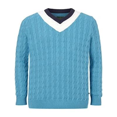 Abbildung von Charles Colby V Ausschnitt Pullover EARL HAILY im stylischen Zopfmuster