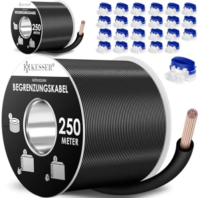 Abbildung von KESSER® Begrenzungskabel 500m + 24 Kabelverbinder für Mähroboter Rasenmäher Rasenroboter Zubehör Set Begrenzungsdraht Universal Suchkabel kompatibel mit Gardena/Bosch/Worx/Einhell/Honda/ROBOMOW