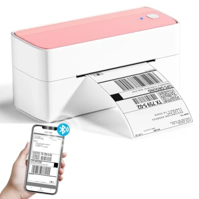 Abbildung von Phomemo Bluetooth Etikettendrucker, DHL Thermodrucker 4x6 Ettikettendrucķer, Etikettiergerät Label Printer für Barcode, Amazon, Etsy, Shopify, Royal Mail, DHL, FedEx, UPS Rosa