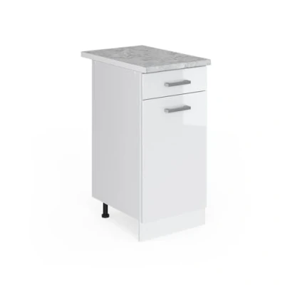 Abbildung von Vicco Unterschrank R Line, Weiß Hochglanz/Weiß, 40 cm, AP Marmor
