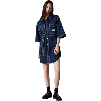 Abbildung von Calvin Klein Jeans Utility Belted Jeanskleid, Damen, Größe: XS, Denim dark