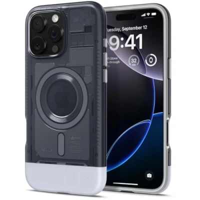 Abbildung von Spigen Classic C1 MagFit Hülle für iPhone 16 Pro Max, Kompatibel mit MagSafe Zubehör Graphite