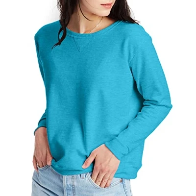 Abbildung von Hanes Damen EcoSmart Crewneck Sweatshirt, Bold Blue Heather, Large