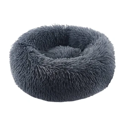Abbildung von BVAGSS Hundebett Rund Katzenbett Flauschig Donut Kuscheliges Hundekissen Waschbar Ultra Weicher Plüsch Haustierbett für Kleine, Mittelgroße und Große Hunde, Katzen XH034 (Diameter:40 cm, Dark Grey)