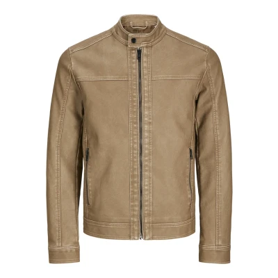Abbildung von Jack &amp; Jones Lederimitatjacke JJEWARNER WASHED PU JACKET NOOS mit Bandkragen