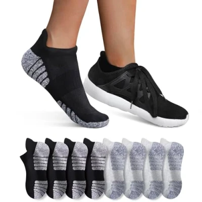 Abbildung von YouShow Sneaker Socken Herren 47 50 8 Paar Damen Laufsocken Kurze Halbsocken Quarter Sportsocken Atmungsaktiv Schwarz Hellgrau