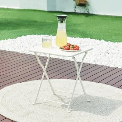 Abbildung von [en.casa] Campingtisch Vegårshei Klapptisch Gartentisch Stahl klappbar quadratisch Outdoor Tisch faltbar 45 x 40 cm Weiß