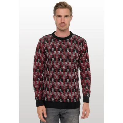Abbildung von Rusty Neal Strickpullover Schwarz rot, Herren, Größe: Large, rot