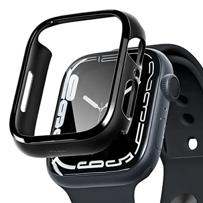 Abbildung von PZOZ Hülle Kompatibel mit Apple Watch Series SE2/SE/6/5/4 44mm PET Displayschutz, iWatch Sehr stark PC Schutzhülle, All Around Schutz Case für 44mm(Schwarz)