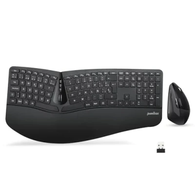 Abbildung von Perixx Periduo 605 ES, Pack de Teclado Ergonómico Inalámbrico separación Teclas y Ratón Vertical Con reposa muñeca Membrana Low Profile QWERTY Español