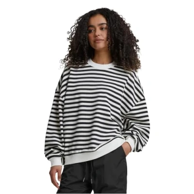 Abbildung von Urban Classics Striped Crewneck Sweatshirt, Damen, Größe: XS, Black whitesand